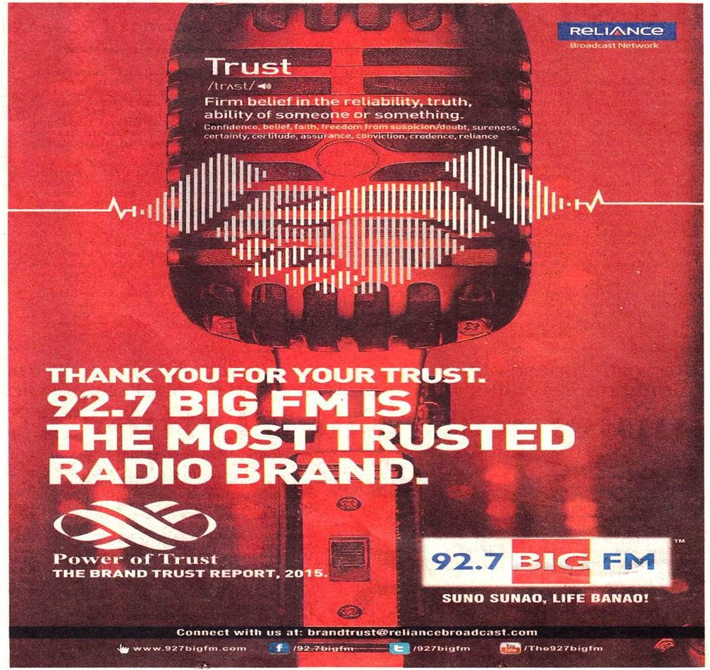 92.7 Big FM, Press advertising